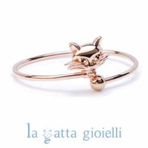 BRACCIALE GATTO – BRACCIALE ALLA SCHIAVA IN ARGENTO BAGNATO IN ORO ROSA