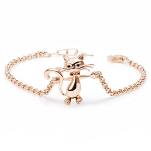 BRACCIALE GATTO – BRACCIALE IN ARGENTO BAGNATO IN ORO ROSA