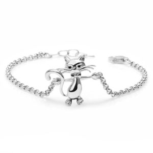 BRACCIALE GATTO – BRACCIALE IN ARGENTO RODIATO