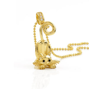 COLLANA GATTO – GATTA FURBA IN ARGENTO 925 BAGNATO IN ORO GIALLO 18KT