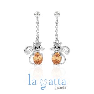 ORECCHINI GATTO – LA GATTA ORECCHINI PENDENTI CON PIETRA (2)