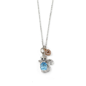 COLLANA GATTO – LA GATTA COLLANA I LOVE CATS – SWAROVSKI CON PIETRA AZZURRA